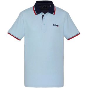 Schott Nyc, Heren, Tops, Blauw, Maat: L Katoen,