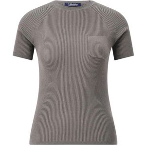 Max Mara, Dames, Tops, Grijs, Maat: S Leer,
