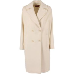 Max Mara Studio, Dames, Mantels, Wit, Maat: 3XS Wol,