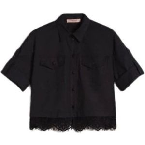 Twinset, Dames, Overhemden, Zwart, Maat: L Katoen,