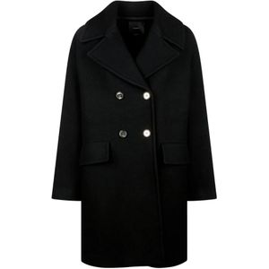Pinko, Dames, Mantels, Zwart, Maat: M Wol,