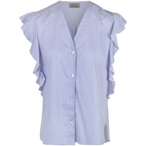 Alessia Santi, Dames, Blouses & Shirts, Blauw, Maat: 2XS Katoen,