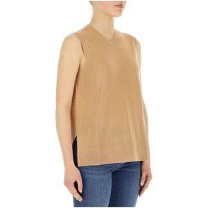 Armani Exchange, Dames, Tops, Bruin, Maat: S Linnen,