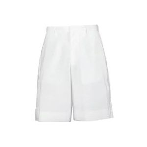 Prada Oversized Poplin Bermuda Shorts , White , Heren , Maat: S