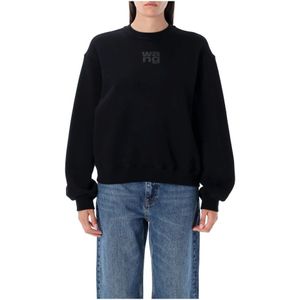 T by Alexander Wang, Dames, Sweatshirts & Hoodies, Zwart, Maat: M Katoen,
