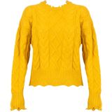 Pinko - Rondgebreide Trui - Geel - Dames - Polyester
