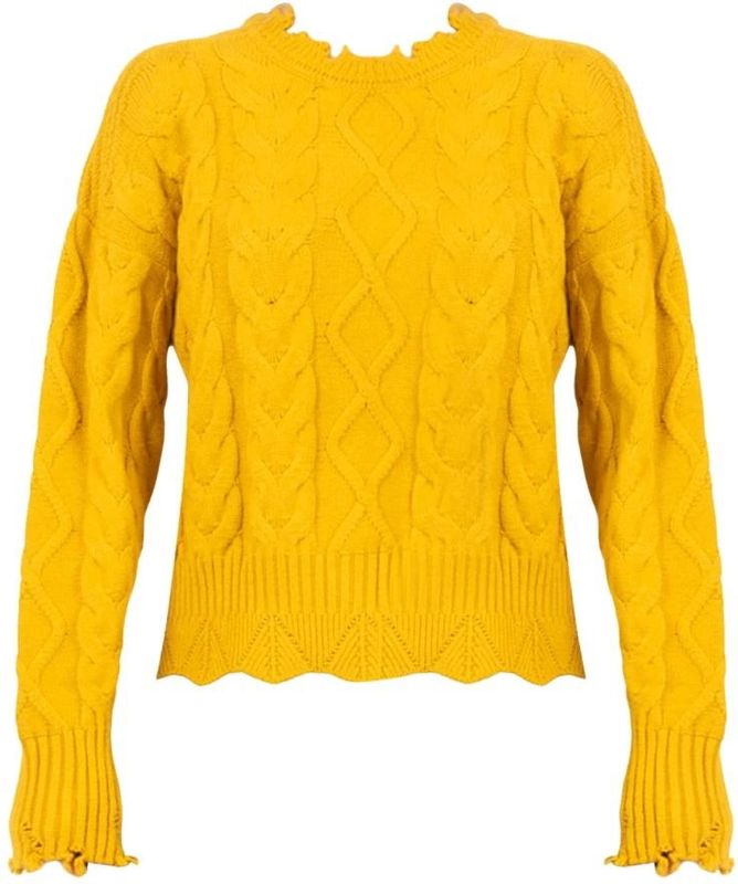 Pinko - Rondgebreide Trui - Geel - Dames - Polyester