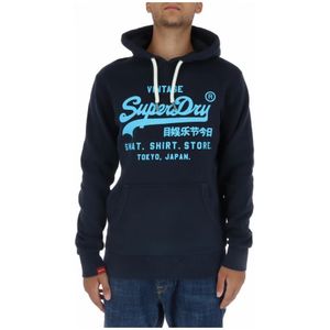 Superdry, Heren, Sweatshirts & Hoodies, Blauw, Maat: 2XL Katoen,