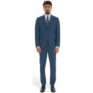 Paoloni, Heren, Pakken, Blauw, Maat: 2XL Wol,