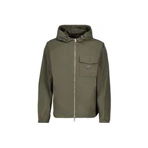 Moncler Hoge hals Hooded Jacket met rits , Green , Heren , Maat: XL
