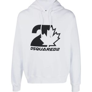 Dsquared2, Heren, Sweatshirts & Hoodies, Wit, Maat: XL Katoen,