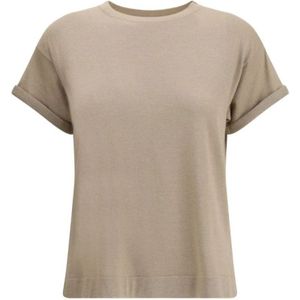 Brunello Cucinelli, Dames, Tops, Beige, Maat: M Kasjmier,