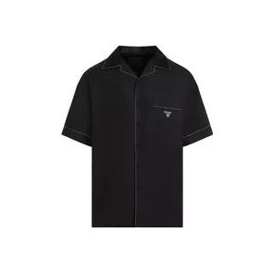 Prada Zwarte Zijden Overhemd Puntkraag , Black , Heren , Maat: L