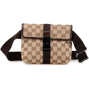 Gucci Vintage, Dames, Pre-owned, Beige, Maat: ONE Size Leer,