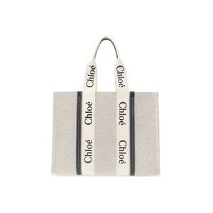 Chloé Grote Houten Tote Tas , White , Dames , Maat: ONE Size