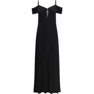 Saint Laurent, Dames, Jurken, Zwart, Maat: 2XS Zijde,