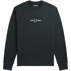 Fred Perry, Heren, Sweatshirts & Hoodies, Groen, Maat: L Katoen,