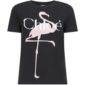 Chloé, Dames, Tops, Zwart, Maat: L Katoen,