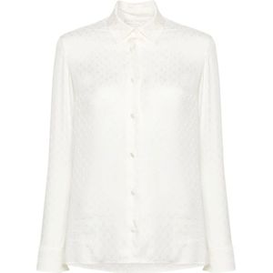 Palm Angels, Dames, Blouses & Shirts, Wit, Maat: 2XS Zijde,