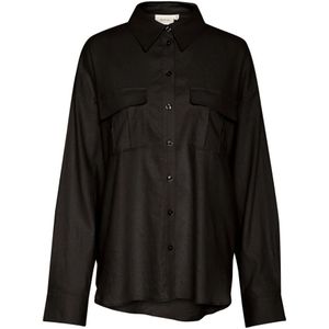 Gestuz, Dames, Blouses & Shirts, Zwart, Maat: M Linnen,