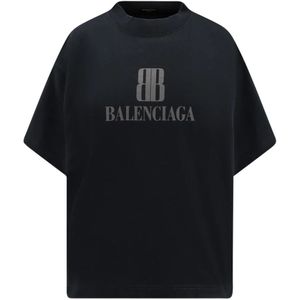 Balenciaga, Dames, Tops, Zwart, Maat: M Katoen,
