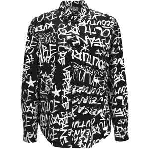 Versace Jeans Couture, Heren, Overhemden, Zwart, Maat: XL