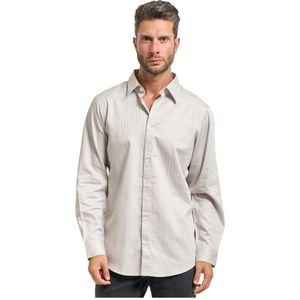 Armani Exchange - Striped Long Sleeve Button-Up Shirt - Grijs - 100% Katoen