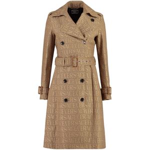 Versace, Dames, Mantels, Beige, Maat: 2XS Katoen,
