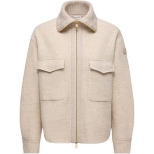 Moncler, Heren, Jassen, Beige, Maat: 4XS Wol,