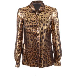 Dolce & Gabbana, Dames, Blouses & Shirts, Bruin, Maat: XS