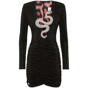 Philipp Plein, Dames, Jurken, Zwart, Maat: XS Jersey,
