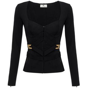 Elisabetta Franchi, Dames, Jassen, Zwart, Maat: XS Polyamide,