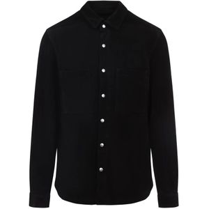 Rick Owens, Heren, Overhemden, Zwart, Maat: L Suède,