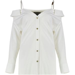 Versace Jeans Couture, Dames, Blouses & Shirts, Wit, Maat: 3XS Linnen,