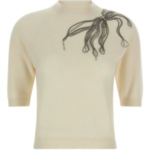 Brunello Cucinelli, Dames, Truien, Wit, Maat: M Kasjmier,
