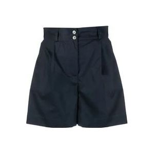 Woolrich Midnight Blue Shorts met Hoge Taille , Blue , Dames , Maat: XS