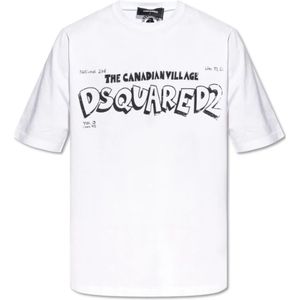 Dsquared2, Heren, Tops, Wit, Maat: L Katoen,