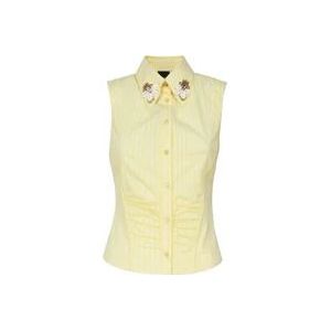 Pinko Mouwloze Gele Shirt met Applicaties , Yellow , Dames , Maat: M
