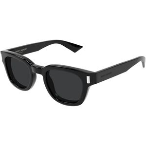 Saint Laurent - Vierkante Zonnebril - Zwart - Acetaat - 49 mm Lensbreedte