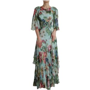 Dolce & Gabbana - Lange Jurk - Blauw - Bloemenprint