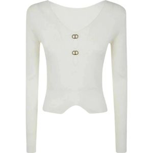 Twinset, Dames, Truien, Wit, Maat: L Viscose,