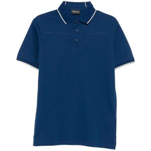 Emporio Armani, Heren, Tops, Blauw, Maat: 2XL Zijde,