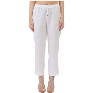 Le Tricot Perugia, Dames, Broeken, Wit, Maat: S Linnen,