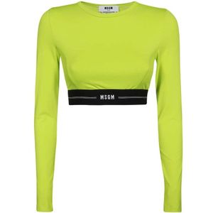 Msgm, Dames, Tops, Groen, Maat: XL Polyamide,