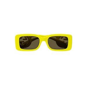 Gucci Gele & Oranje Zonnebril voor Vrouwen , Yellow , Dames , Maat: 54 MM