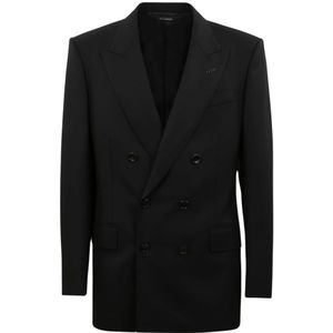 Tom Ford, Heren, Jassen, Zwart, Maat: L Leer,