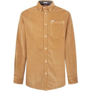 Pepe Jeans, Heren, Overhemden, Beige, Maat: XL Corduroy,