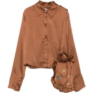 Siedrés, Dames, Blouses & Shirts, Bruin, Maat: 2XS Satijn,