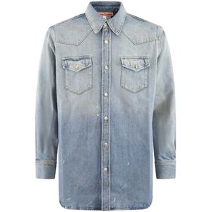 Acne Studios, Heren, Overhemden, Blauw, Maat: M Denim,