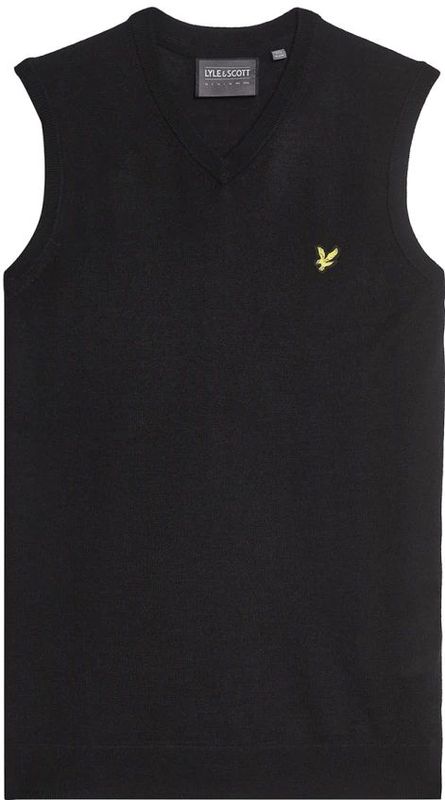 Lyle & Scott - Merino Blend Gebreide V-hals Vest - Zwart - Heren